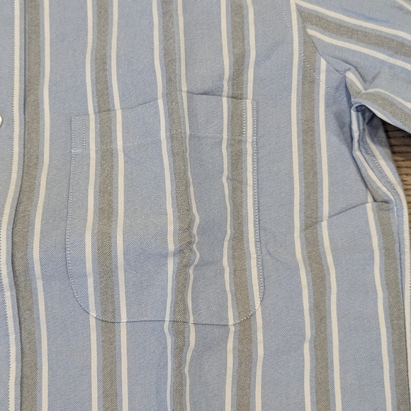 Mens THOM BROWNE Striped LS Sport Shirt Light Blue - Picture 3 of 6